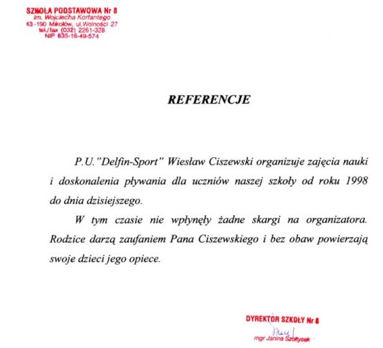 Referencje Delfin Sport Knurow 01