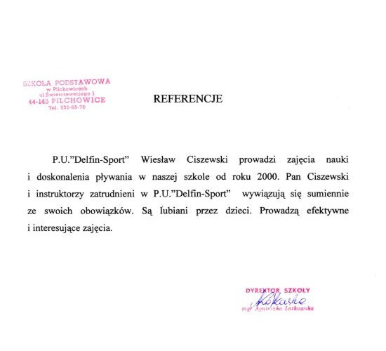 Referencje Delfin Sport Knurow 02
