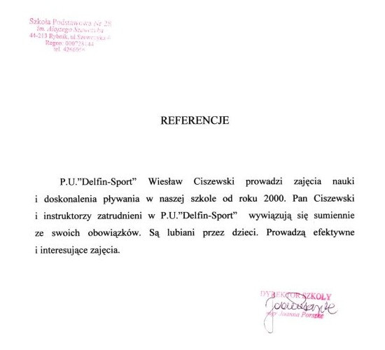 Referencje Delfin Sport Knurow 05