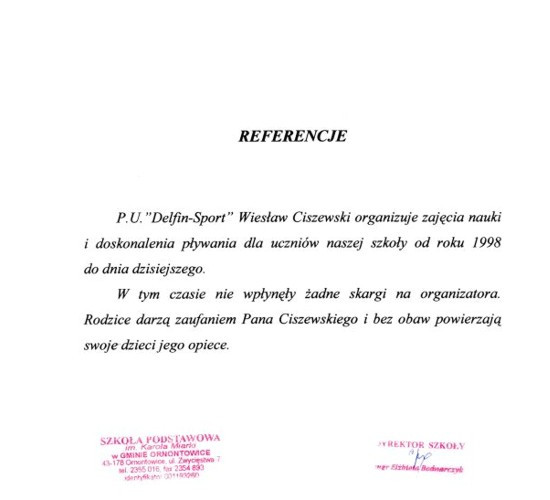 Referencje Delfin Sport Knurow 06