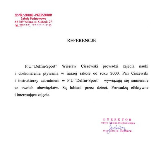 Referencje Delfin Sport Knurow 08